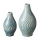 Glitzhome Set of 2 Modern Spiraling Artistry Turquoise Ceramic Table Vases