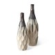Glitzhome Set of 2 Modern Two-tone Color  with Geometric Faceted Ceramic Table Vases