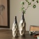 Glitzhome Set of 2 Modern Two-tone Color  with Geometric Faceted Ceramic Table Vases