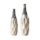 Glitzhome Set of 2 Modern Two-tone Color  with Geometric Faceted Ceramic Table Vases
