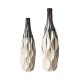 Glitzhome Set of 2 Modern Two-tone Color  with Geometric Faceted Ceramic Table Vases