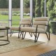 Glitzhome Modern Beige Wavy Leatherette Accent Arm Chair with Black Metal Frame