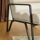 Glitzhome Modern Beige Wavy Leatherette Accent Arm Chair with Black Metal Frame