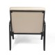 Glitzhome Modern Beige Wavy Leatherette Accent Arm Chair with Black Metal Frame