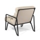 Glitzhome Modern Beige Wavy Leatherette Accent Arm Chair with Black Metal Frame