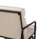 Glitzhome Modern Beige Wavy Leatherette Accent Arm Chair with Black Metal Frame