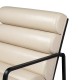 Glitzhome Modern Beige Wavy Leatherette Accent Arm Chair with Black Metal Frame