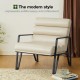 Glitzhome Modern Beige Wavy Leatherette Accent Arm Chair with Black Metal Frame