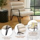 Glitzhome Modern Beige Wavy Leatherette Accent Arm Chair with Black Metal Frame