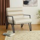 Glitzhome Modern Beige Wavy Leatherette Accent Arm Chair with Black Metal Frame