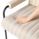 Glitzhome Mid-Century Modern Leatherette and Fabric Combination Armchair With Black Metal Frame and Padded Arms