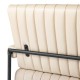 Glitzhome Mid-Century Modern Leatherette and Fabric Combination Armchair With Black Metal Frame and Padded Arms