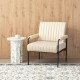 Glitzhome Mid-Century Modern Leatherette and Fabric Combination Armchair With Black Metal Frame and Padded Arms