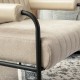 Glitzhome Mid-Century Modern Leatherette and Fabric Combination Armchair With Black Metal Frame and Padded Arms