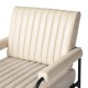 Glitzhome Mid-Century Modern Leatherette and Fabric Combination Armchair With Black Metal Frame and Padded Arms