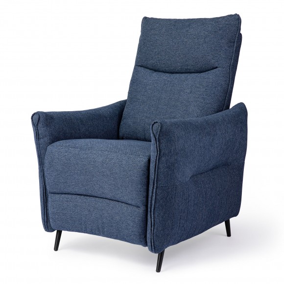 Glitzhome Modern Blue Fabric Push Back Recliner with Ergonomic Segmented Back
