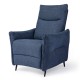 Glitzhome Modern Blue Fabric Push Back Recliner with Ergonomic Segmented Back