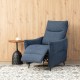 Glitzhome Modern Blue Fabric Push Back Recliner with Ergonomic Segmented Back