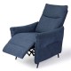 Glitzhome Modern Blue Fabric Push Back Recliner with Ergonomic Segmented Back