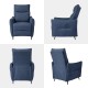 Glitzhome Modern Blue Fabric Push Back Recliner with Ergonomic Segmented Back