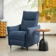 Glitzhome Modern Blue Fabric Push Back Recliner with Ergonomic Segmented Back