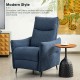 Glitzhome Modern Blue Fabric Push Back Recliner with Ergonomic Segmented Back