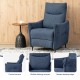 Glitzhome Modern Blue Fabric Push Back Recliner with Ergonomic Segmented Back