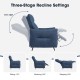 Glitzhome Modern Blue Fabric Push Back Recliner with Ergonomic Segmented Back