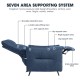 Glitzhome Modern Blue Fabric Push Back Recliner with Ergonomic Segmented Back