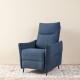 Glitzhome Modern Blue Fabric Push Back Recliner with Ergonomic Segmented Back