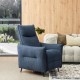 Glitzhome Modern Blue Fabric Push Back Recliner with Ergonomic Segmented Back