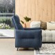 Glitzhome Modern Blue Fabric Push Back Recliner with Ergonomic Segmented Back