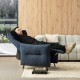 Glitzhome Modern Blue Fabric Push Back Recliner with Ergonomic Segmented Back