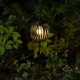 Glitzhome 32.25"H Black Metal Stripes Solar Powered Outdoor Lantern with Edison Bulb and Stake (KD)