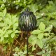 Glitzhome 32.25"H Black Metal Stripes Solar Powered Outdoor Lantern with Edison Bulb and Stake (KD)