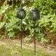Glitzhome 32.25"H Black Metal Stripes Solar Powered Outdoor Lantern with Edison Bulb and Stake (KD)