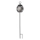 Glitzhome 32.25"H Black Metal Stripes Solar Powered Outdoor Lantern with Edison Bulb and Stake (KD)