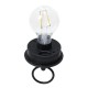 Glitzhome 32.25"H Black Metal Stripes Solar Powered Outdoor Lantern with Edison Bulb and Stake (KD)