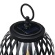 Glitzhome 32.25"H Black Metal Stripes Solar Powered Outdoor Lantern with Edison Bulb and Stake (KD)