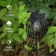 Glitzhome 32.25"H Black Metal Stripes Solar Powered Outdoor Lantern with Edison Bulb and Stake (KD)