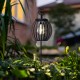 Glitzhome 32.25"H Black Metal Stripes Solar Powered Outdoor Lantern with Edison Bulb and Stake (KD)