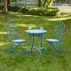 Glitzhome 28"H Outdoor Metal Folding Blue Bistro Table with Ceramic Tile Top (KD)
