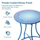Glitzhome 28"H Outdoor Metal Folding Blue Bistro Table with Ceramic Tile Top (KD)