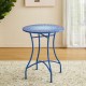 Glitzhome 28"H Outdoor Metal Folding Blue Bistro Table with Ceramic Tile Top (KD)