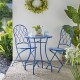 Glitzhome 28"H Outdoor Metal Folding Blue Bistro Table with Ceramic Tile Top (KD)