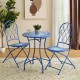 Glitzhome 28"H Outdoor Metal Folding Blue Bistro Table with Ceramic Tile Top (KD)