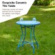 Glitzhome 28"H Outdoor Metal Folding Blue Bistro Table with Ceramic Tile Top (KD)