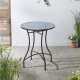 Glitzhome 28"H Outdoor Metal Folding Green Bistro Table with Ceramic Tile Top (KD)