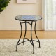 Glitzhome 28"H Outdoor Metal Folding Green Bistro Table with Ceramic Tile Top (KD)