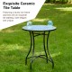 Glitzhome 28"H Outdoor Metal Folding Green Bistro Table with Ceramic Tile Top (KD)